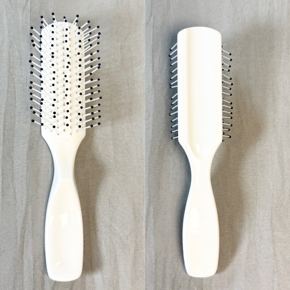 Vintage Estée Lauder White Ball Tipped Bristle Hair Brush travel size